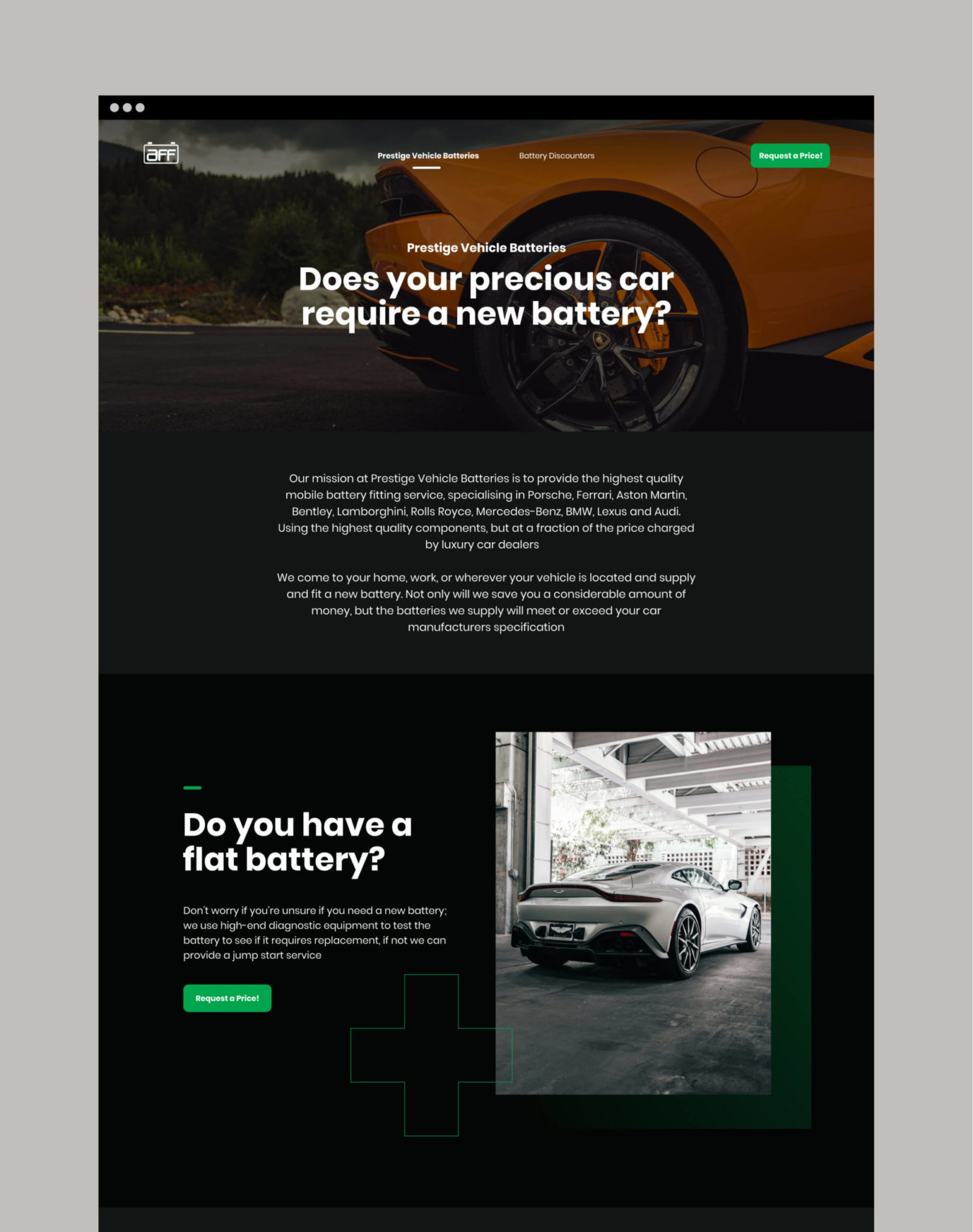Page Of A Car Battery Website